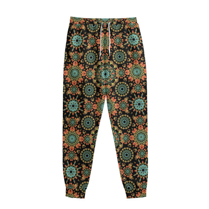 Chaotic Boho Floral Pattern Print Sweatpants