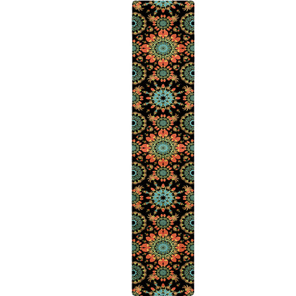 Chaotic Boho Floral Pattern Print Table Runner