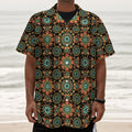Chaotic Boho Floral Pattern Print Textured Short Sleeve Shirt