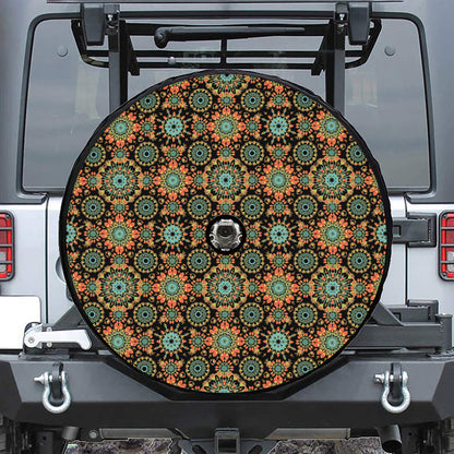 Chaotic Boho Floral Pattern Print Tire Cover With Camera Hole