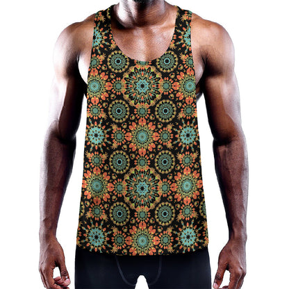 Chaotic Boho Floral Pattern Print Training Tank Top