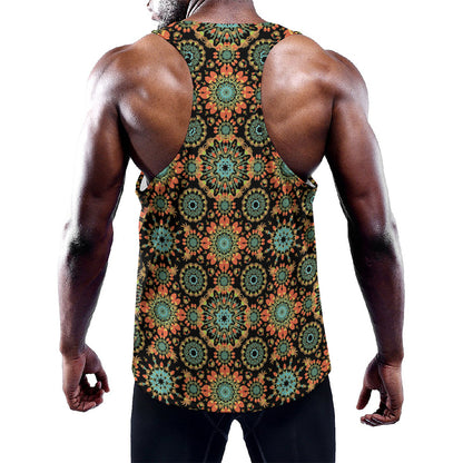 Chaotic Boho Floral Pattern Print Training Tank Top