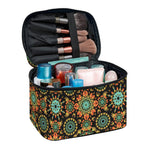 Chaotic Boho Floral Pattern Print Travel Makeup Bag