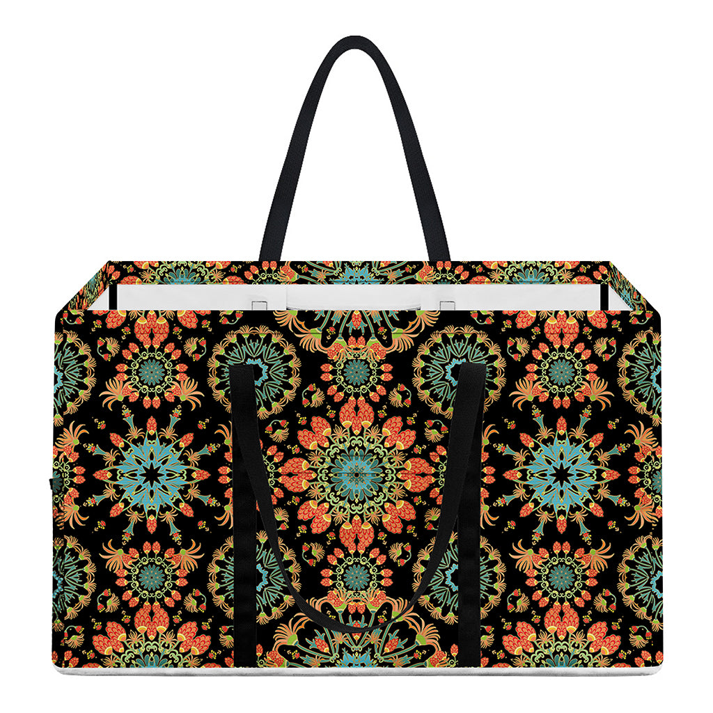 Chaotic Boho Floral Pattern Print Utility Tote Bag