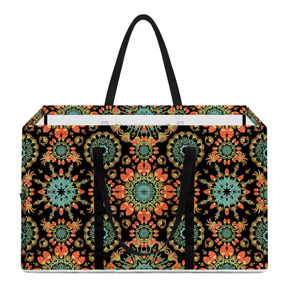 Chaotic Boho Floral Pattern Print Utility Tote Bag