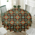 Chaotic Boho Floral Pattern Print Waterproof Round Tablecloth