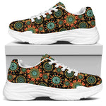 Chaotic Boho Floral Pattern Print White Chunky Shoes