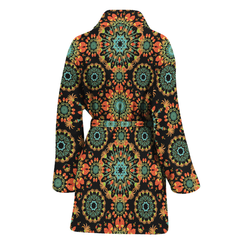 Chaotic Boho Floral Pattern Print Women's Bathrobe