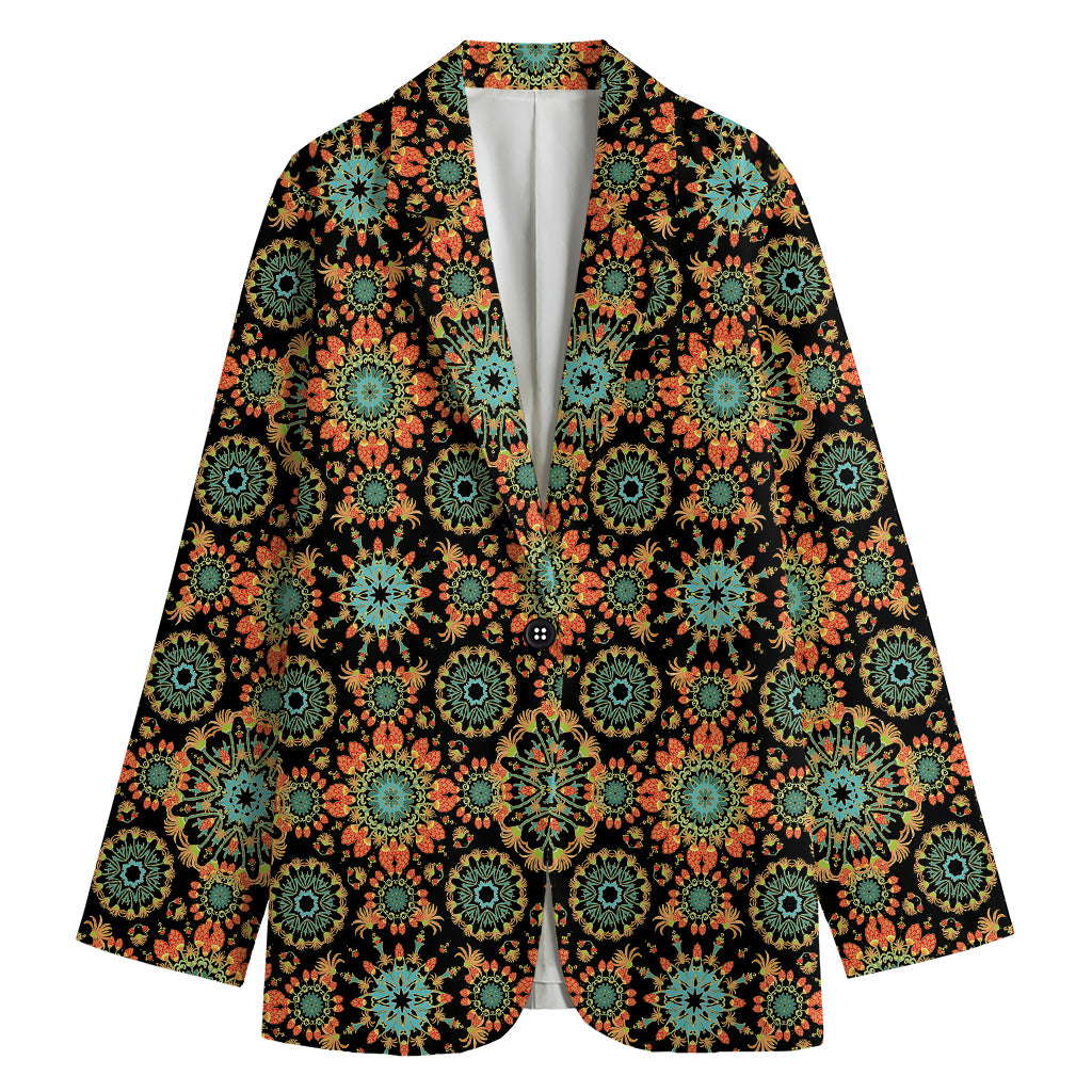 Chaotic Boho Floral Pattern Print Women's Blazer