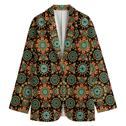 Chaotic Boho Floral Pattern Print Women's Blazer