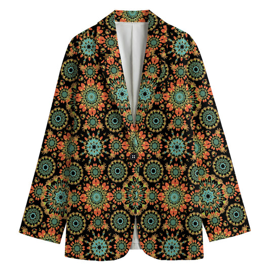 Chaotic Boho Floral Pattern Print Women's Blazer