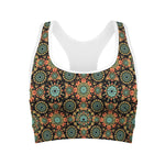 Chaotic Boho Floral Pattern Print Women's Sports Bra