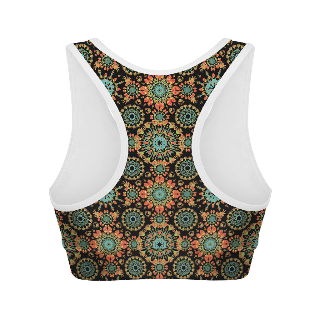 Chaotic Boho Floral Pattern Print Women's Sports Bra