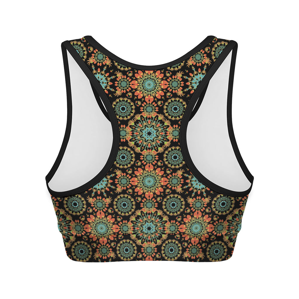 Chaotic Boho Floral Pattern Print Women's Sports Bra