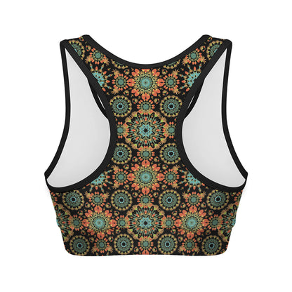 Chaotic Boho Floral Pattern Print Women's Sports Bra