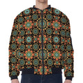 Chaotic Boho Floral Pattern Print Zip Sleeve Bomber Jacket