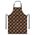 Cheeseburger Pattern Print Bib Apron With Pocket