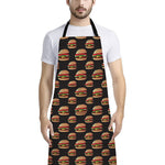 Cheeseburger Pattern Print Bib Apron With Pocket