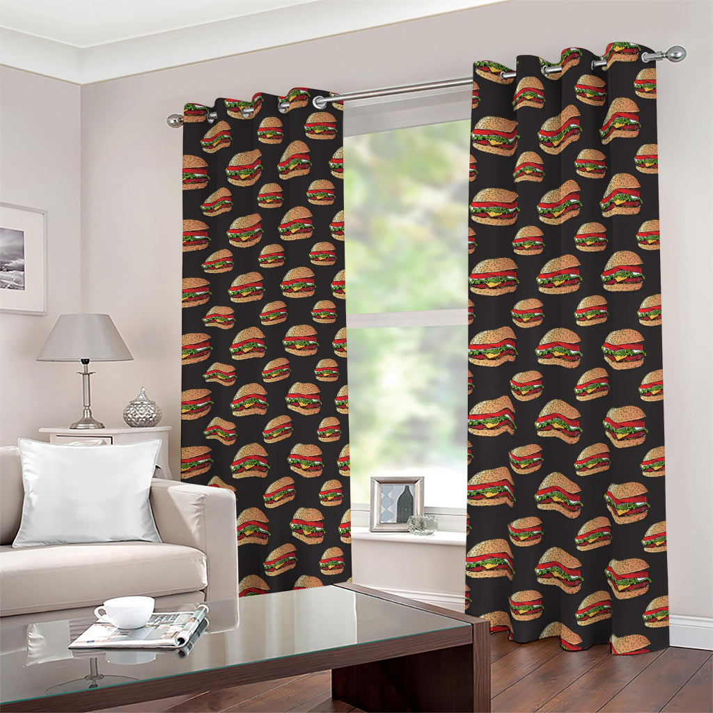 Cheeseburger Pattern Print Blackout Grommet Curtains