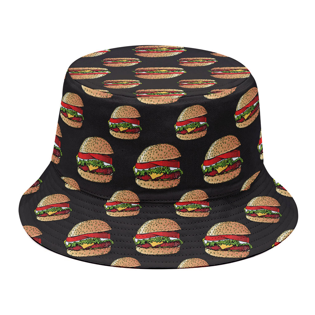 Cheeseburger Pattern Print Bucket Hat