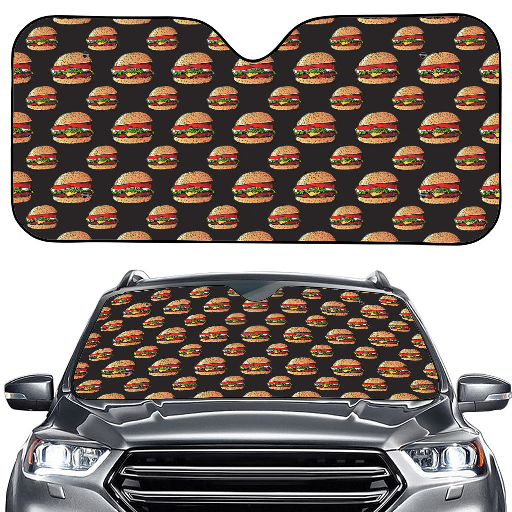 Cheeseburger Pattern Print Car Windshield Sun Shade