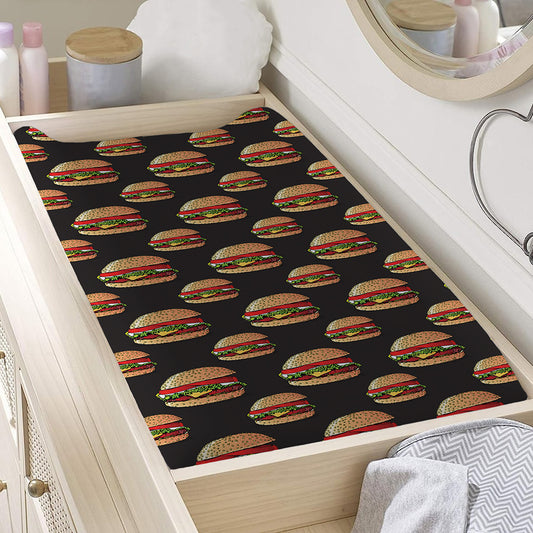 Cheeseburger Pattern Print Changing Pad Cover