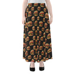 Cheeseburger Pattern Print Chiffon Maxi Skirt