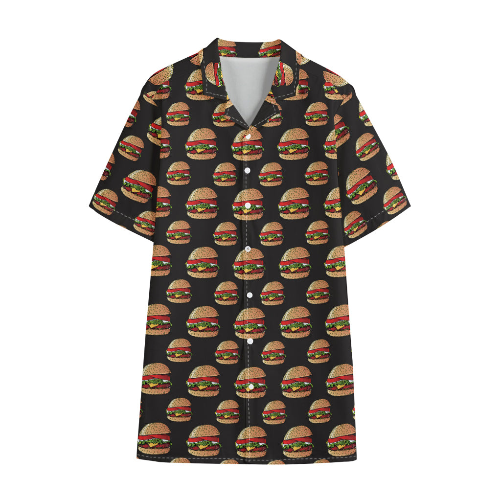 Cheeseburger Pattern Print Cotton Hawaiian Shirt