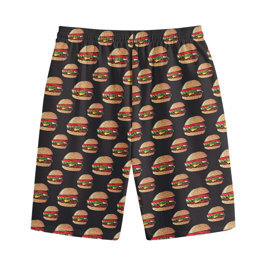 Cheeseburger Pattern Print Cotton Shorts