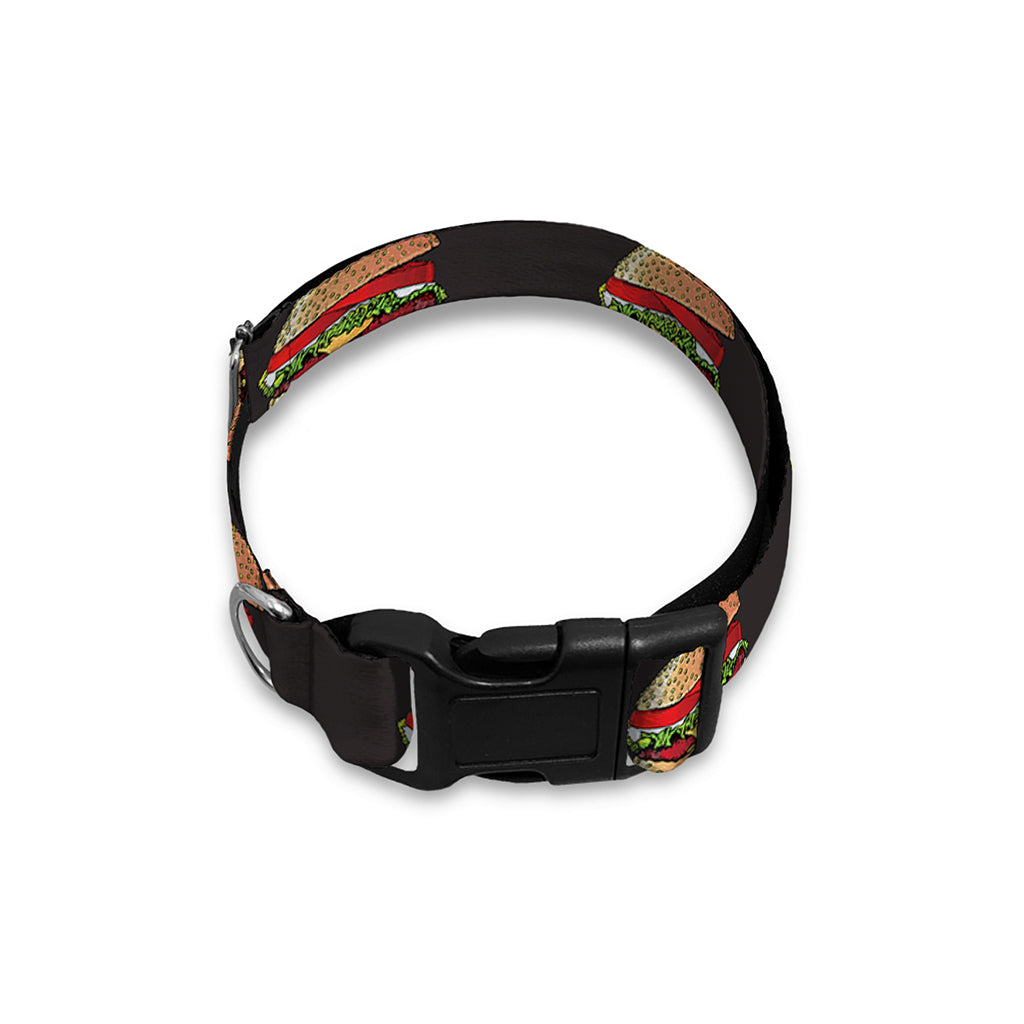 Cheeseburger Pattern Print Dog Collar
