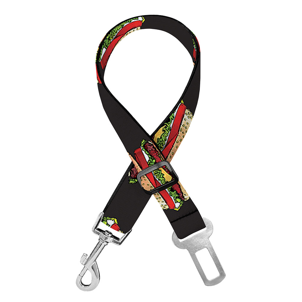 Cheeseburger Pattern Print Dog Seat Belt