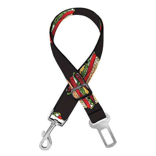 Cheeseburger Pattern Print Dog Seat Belt
