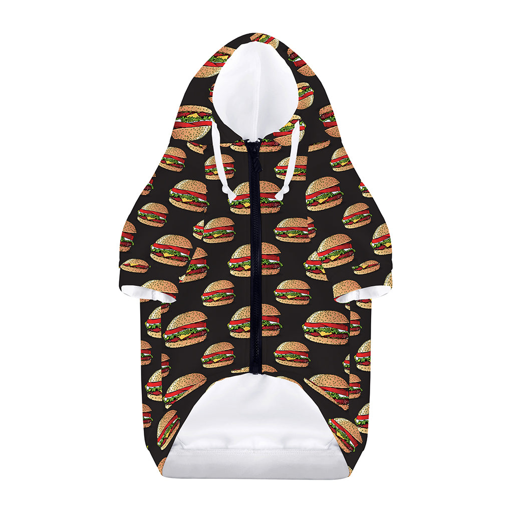 Cheeseburger Pattern Print Dog Zip Up Hoodie
