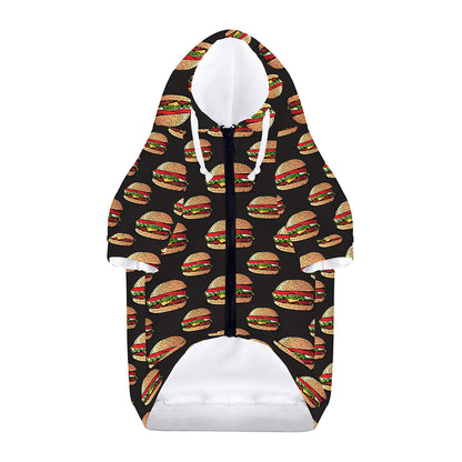 Cheeseburger Pattern Print Dog Zip Up Hoodie
