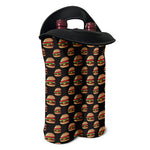 Cheeseburger Pattern Print Double Neoprene Wine Tote
