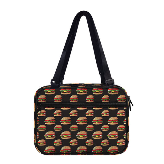 Cheeseburger Pattern Print Double Strap Bible Bag