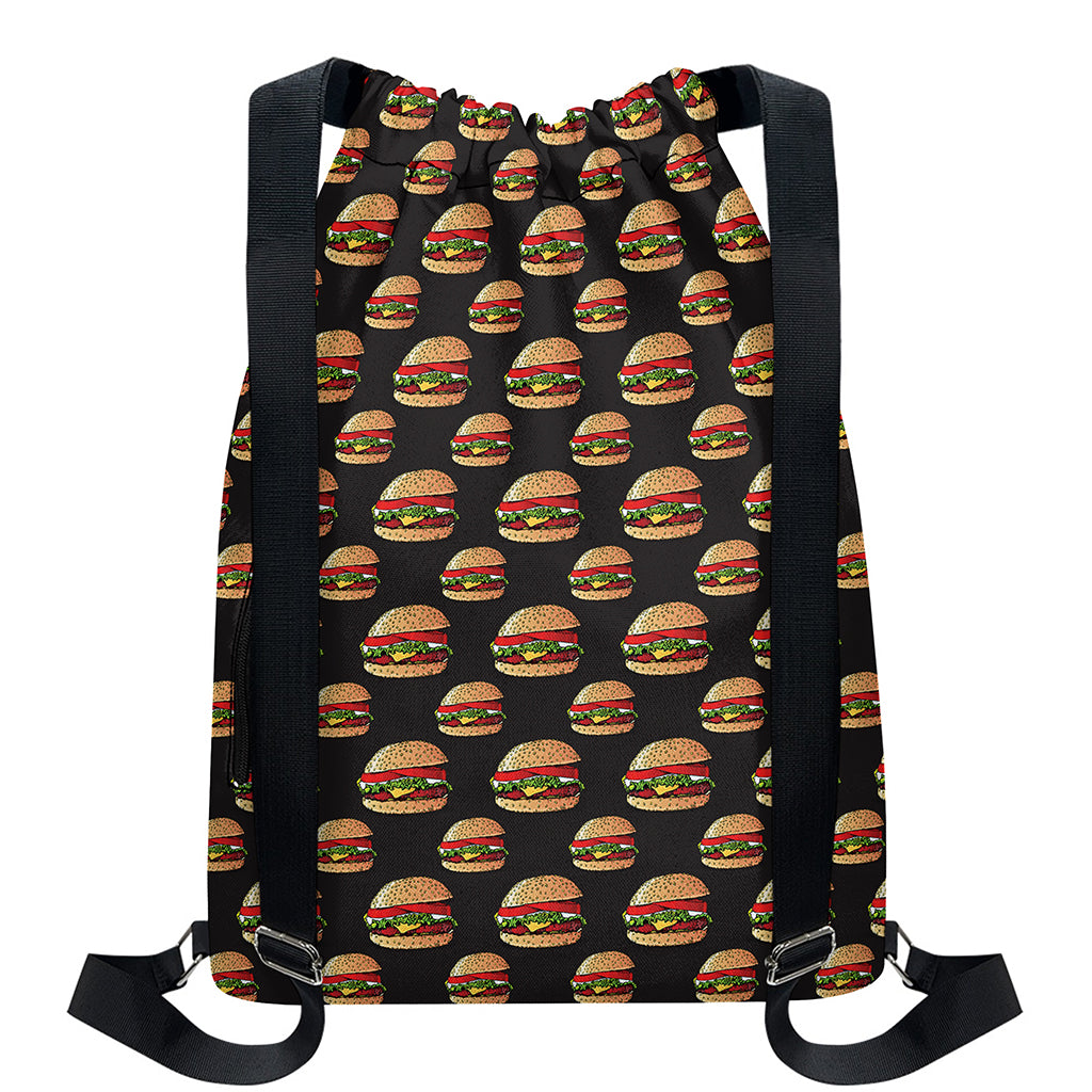 Cheeseburger Pattern Print Drawstring Backpack