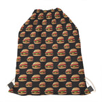 Cheeseburger Pattern Print Drawstring Bag