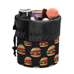 Cheeseburger Pattern Print Drawstring Makeup Bag