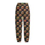 Cheeseburger Pattern Print Fleece Lined Knit Pants