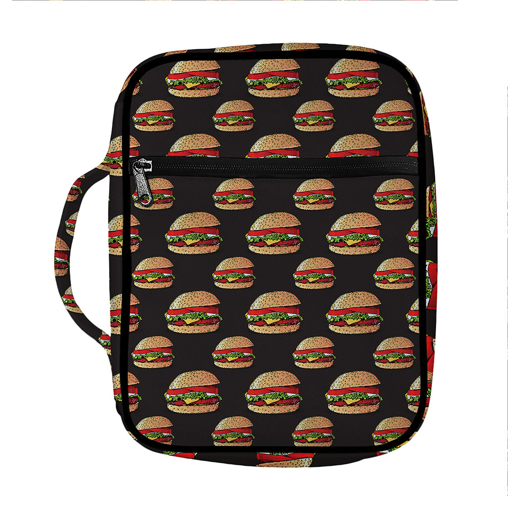 Cheeseburger Pattern Print Front Pocket Bible Bag