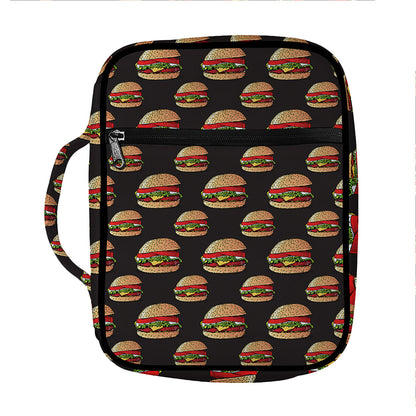 Cheeseburger Pattern Print Front Pocket Bible Bag