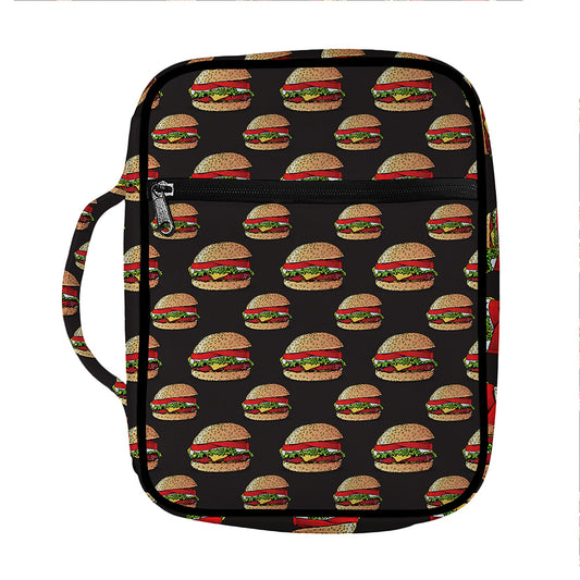 Cheeseburger Pattern Print Front Pocket Bible Bag