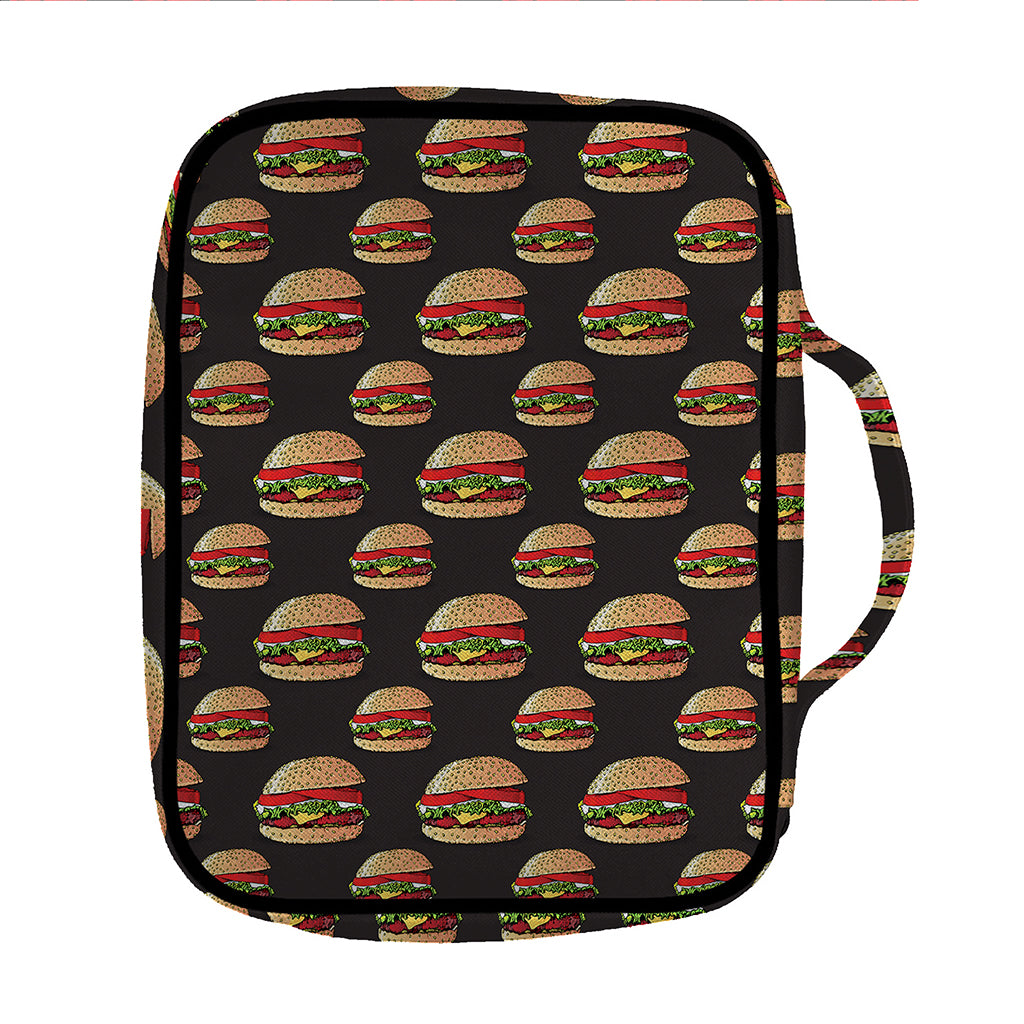 Cheeseburger Pattern Print Front Pocket Bible Bag