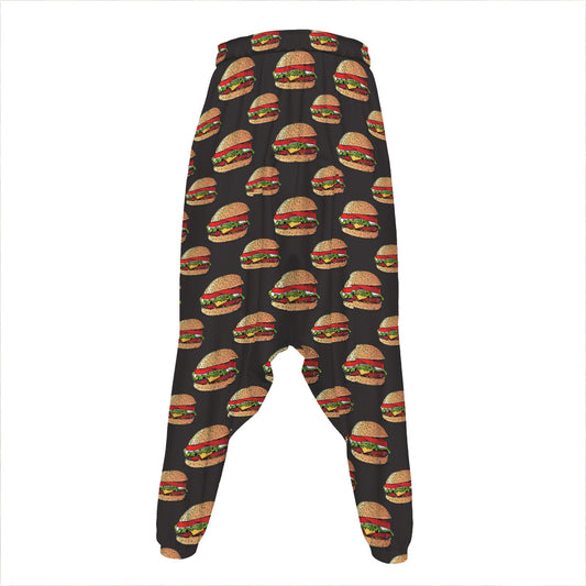 Cheeseburger Pattern Print Hammer Pants