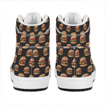 Cheeseburger Pattern Print High Top Leather Sneakers