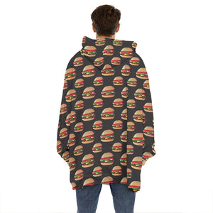 Cheeseburger Pattern Print Hoodie Blanket