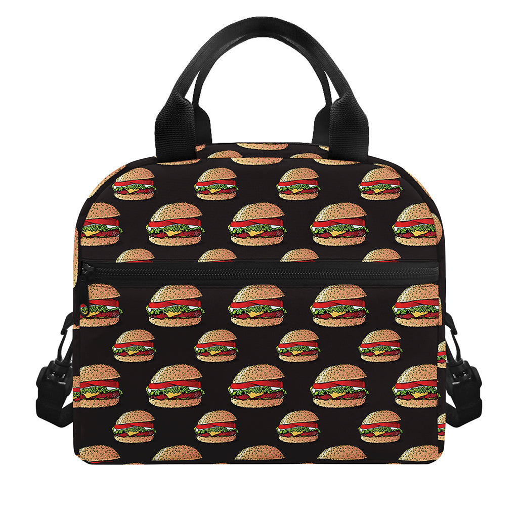 Cheeseburger Pattern Print Insulated Lunch Bag