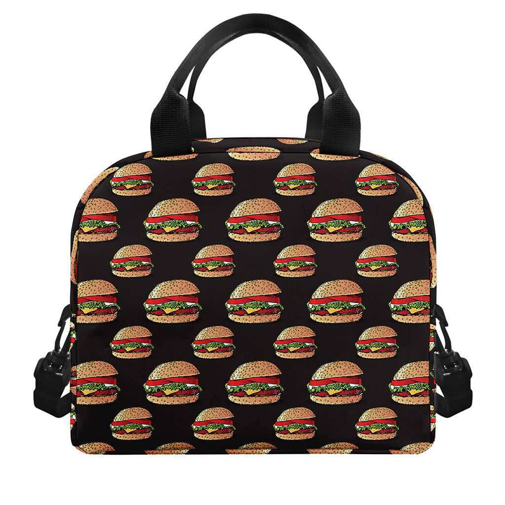 Cheeseburger Pattern Print Insulated Lunch Bag