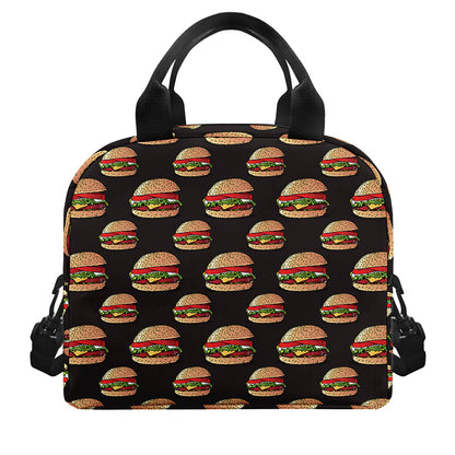 Cheeseburger Pattern Print Insulated Lunch Bag
